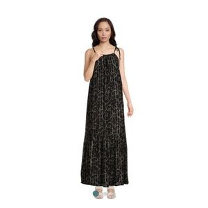 World Market Estrella Black And Silver Floral Halter Dress